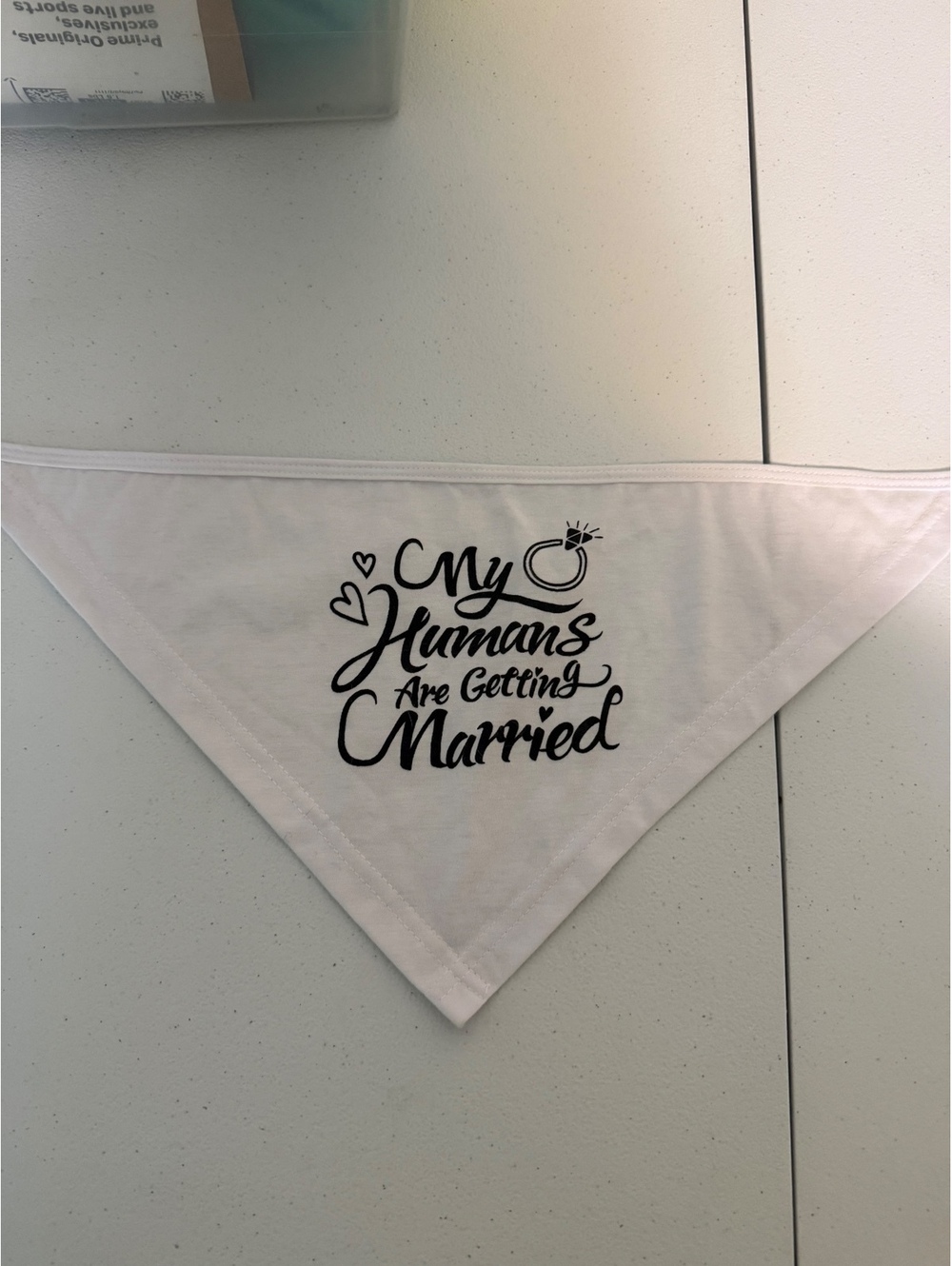 White Pet Bandana with 'My Humans Are Getting Married' Print